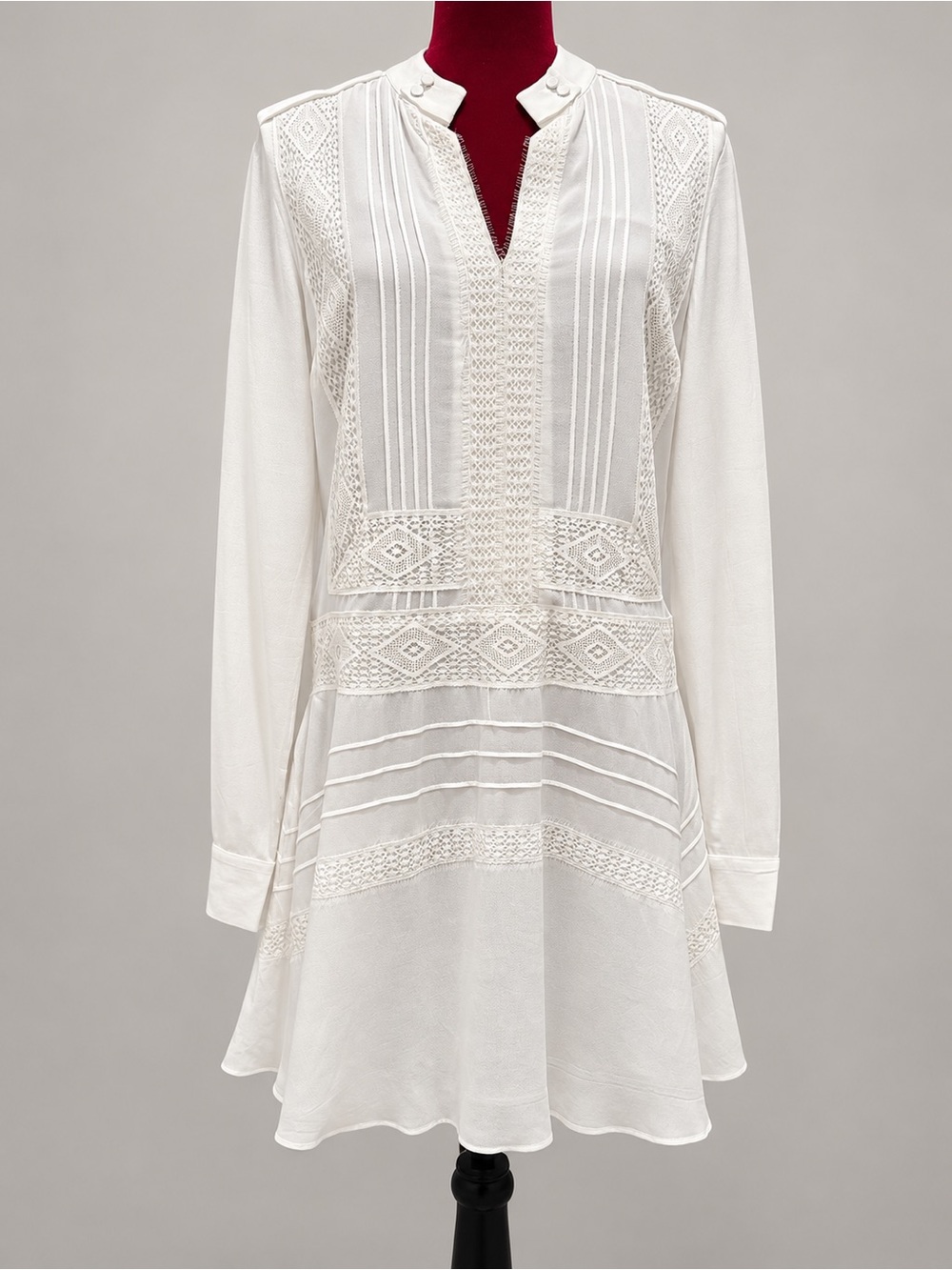 Derek Lam White Embroidered Lace-Panel Mini Dress mint condition